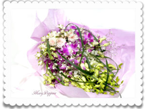 デンファレとミニバラの花束